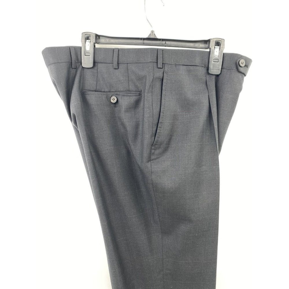 Isaia Trimmed Cuffes Black Stripped Wool Trousers $737.50 (X1)